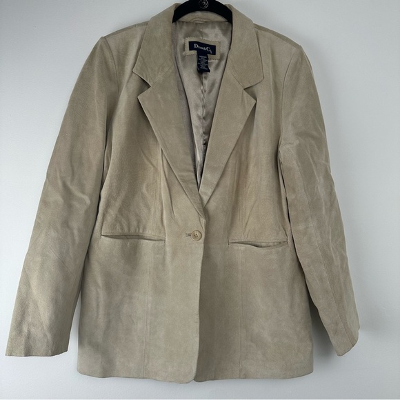 Denim & Co Women’s Suede Blazer Jacket Size Medium Tan Leather Office Wear - Picture 1 of 10